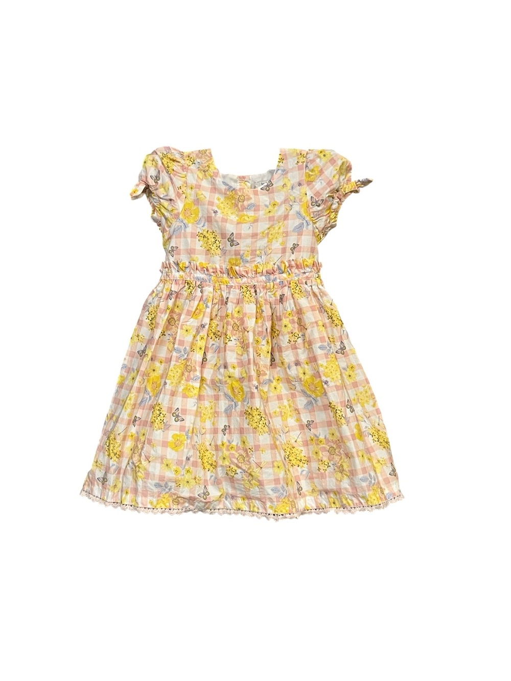 Haute Hippie 5T Floral Gingham Butterfly Cottagecore Boho Garden Party Dress